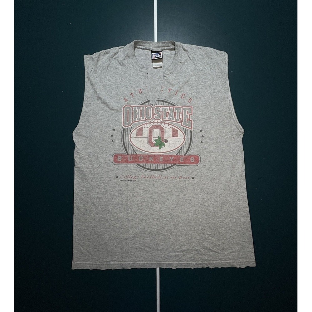 Vintage 90s Ohio State Buckeyes Tank Top Shirt Size XL Gray‎ Graphic Pro Player